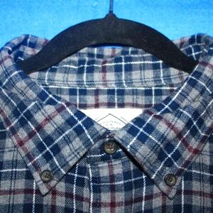 St. John's Bay Plaid Flannel Shirt Blue Gray XL